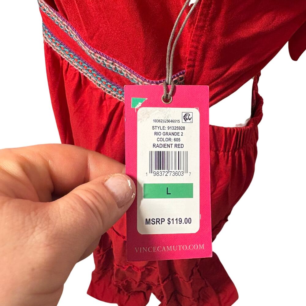 Vince Camuto Radiant Red Halter Maxi Dress NWT Size L Rio Grande 2 Boho - Picture 7 of 15